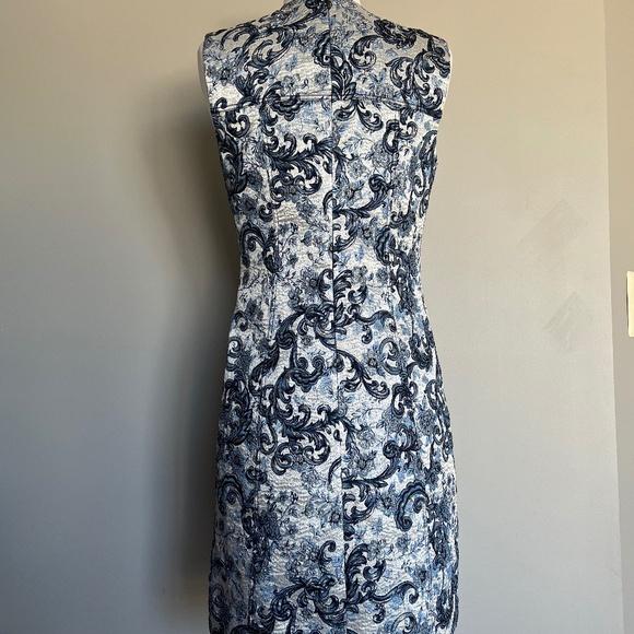 Elie Tahari Tweed Sleeveless Cocktail Metallic Brocade Jacquard Jaelyn Dress - Picture 9 of 16